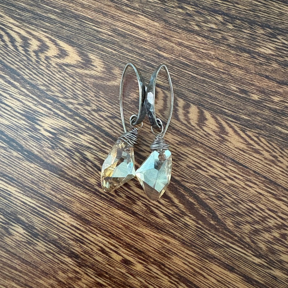 Soft Yellow Crystal Wire-Wrapped Earrings